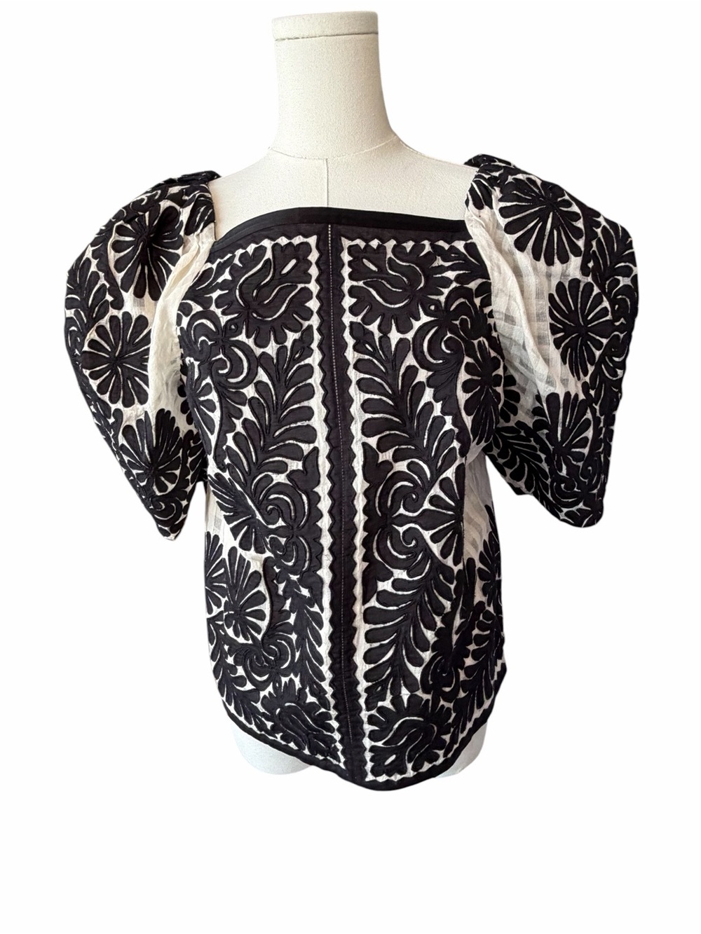 U Ulla Johnson Alessia Short Puff-sleeve Top In Multi
